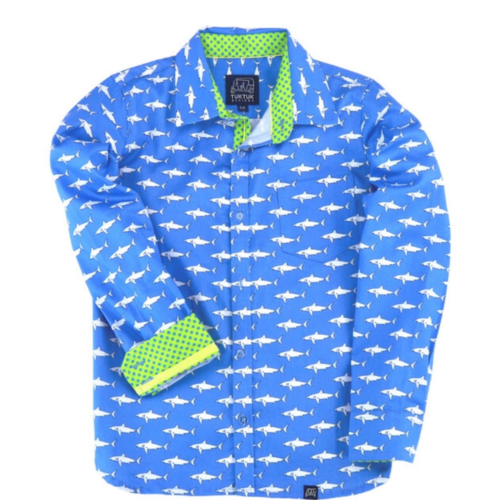 Blue Shark Print boys Shirt